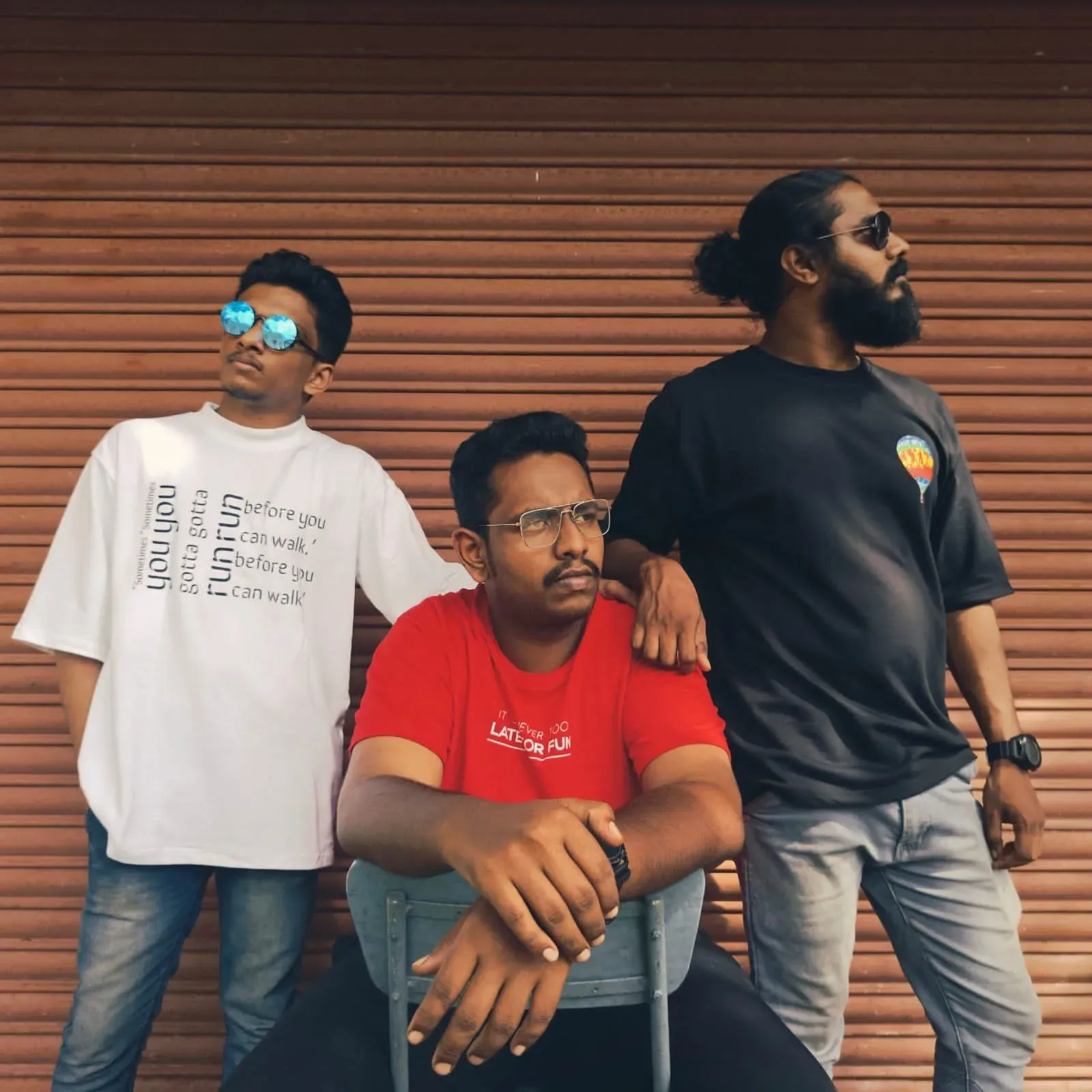 Three custom printed t-shirts